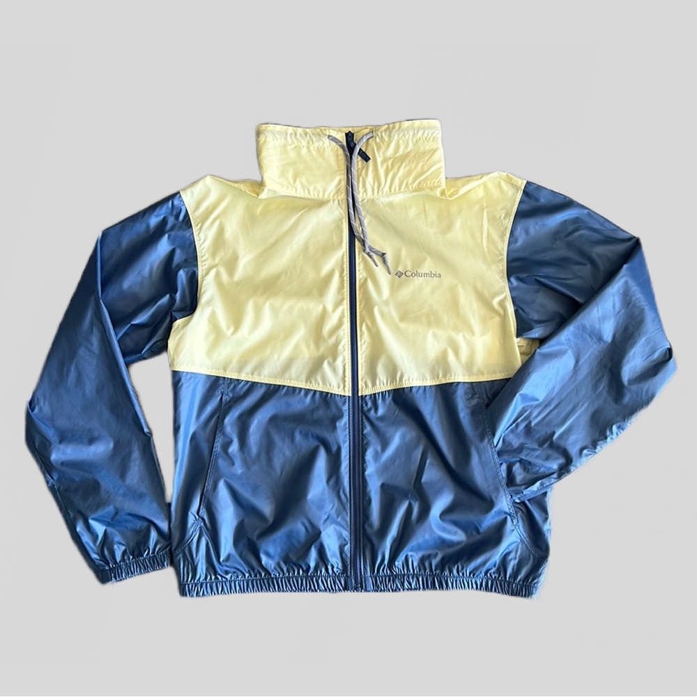 Columbia Womens Morning View Full Zip Windbreaker Jacket Yellow Blue Medium New